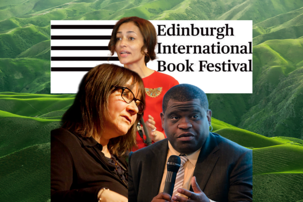Edinburgh Book Festival with images of Zadie Smith, Gary Younge and Ali Smith