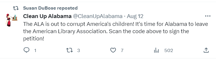 Alabama Representative Susan Dubose reposts Clean Up Alabama content on X formerly known as Twitter.