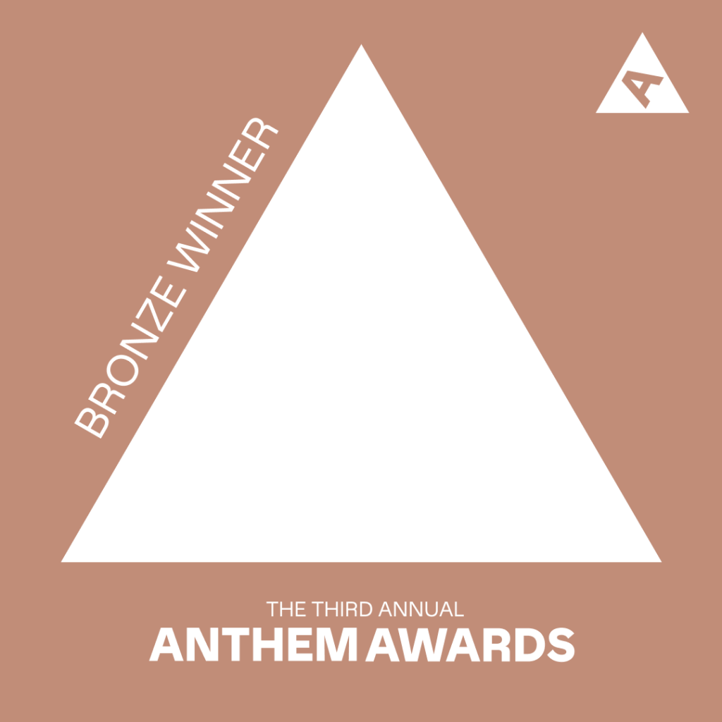 How To Be Books Podcast is Anthem Awards bronze winner, showing white triangle on bronze background with words: "Bronze Winner, The Third Annual Anthem Awards."