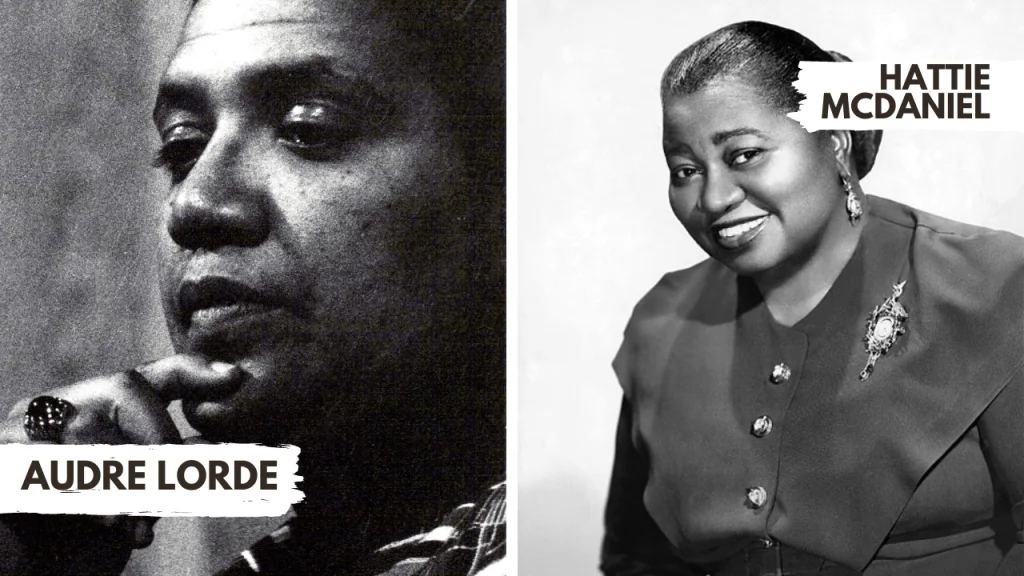 Black and white image of Audre Lorde and Hattie McDaniel, spoken about by Catherine Joy White in her book This Thread of Gold