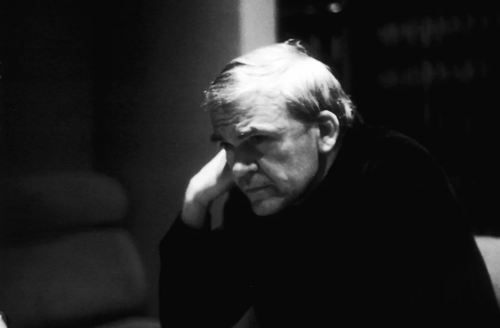 Milan Kundera in black and white circa 1980